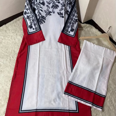 Trendy Women's Stitched Printed Swiss Lawn Shirt and Trouser Set - 2 Pcs