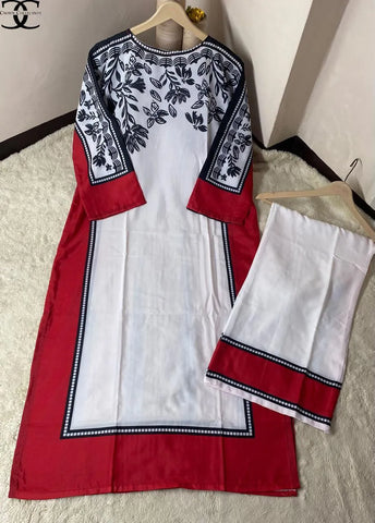 Trendy Women's Stitched Printed Swiss Lawn Shirt and Trouser Set - 2 Pcs