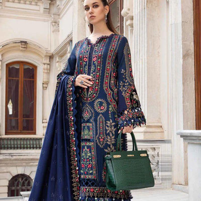 3 Pcs Women's Unstitched Embroidered Suit