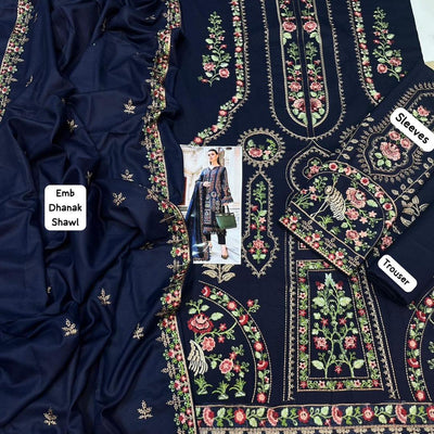 3 Pcs Women's Unstitched Embroidered Suit