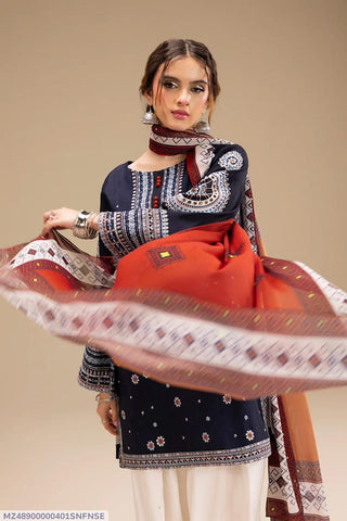 3 Pcs Women's Unstitched Embroidered Suit