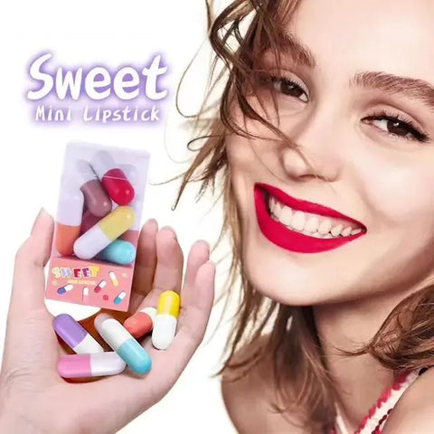 Mini Capsule Velvety Cute Lipstick, High Pigmented, 6 Pcs In Multicolors