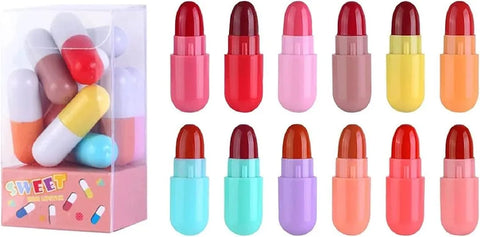 Mini Capsule Velvety Cute Lipstick, High Pigmented, 6 Pcs In Multicolors