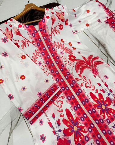 2 Pcs Women's Stitched Swiss Lawn Printed Co-Ord Set
