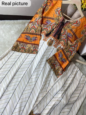 2 Pcs Women's Stitched Swiss Lawn Digital Print Shirt And Trouser
