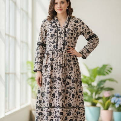 Elegant Floral Printed Maxi Dress