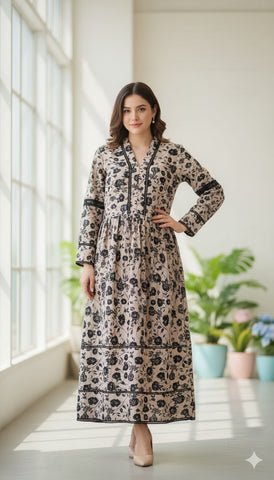 Elegant Floral Printed Maxi Dress